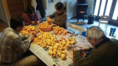 農業体験　干し柿作り　Farming Experience - Making Dried Persimmons